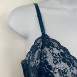 Vtg Val Mode Y2K Slip Dress Sz 32 Coquette Lace Midi Bow 90 Sheer USA Satin Blue Photo 7