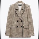 ZARA  Double Breasted Textured Tweed Weave Jacket PINK/BLACKSize XS NEW Photo 5