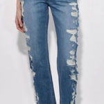 3x1 Higher Ground Distressed Ankle Shredded Boyfriend Jeans Punk Grunge Blue 25 Photo 0