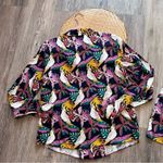 Boden tropical parrot print two piece set button down shirt &‎ shorts size 4/6 Pink Photo 6