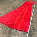 American Vintage Vintage red lace tie front maxi cardigan cape Photo 6