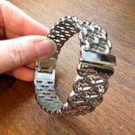 Boutique Hinged Woven Cuff Bracelet Statement Jewelry Silver Photo 5