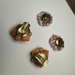 Bead Cluster Beaded Vintage Clip On Earrings 1 Hong Kong 1 West Germany Lot Of 2 Pink Photo 5