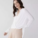 BCBGMAXAZRIA Jaklyn Draped Front Blouse in Alabaster White Size XXS Photo 1