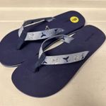 Vera Bradley Flip Flops Webbing Strap Really Regatta Sz L 9 Blue Nautical Whale Photo 1