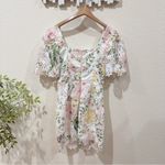 Arose Studio Deanna Short Sleeve Square Neck Spring Floral Mini Dress Small NWOT White Photo 9