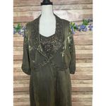 Alex Evenings ALEX Evening Formal Dress Jacket Green Iridescent Bead 18WP Mother of the Bride Photo 7