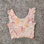Patrons of Peace  Crop Tank Top Orange Floral Elastic Boho Size XS NWOT Photo 0