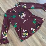 Chaus Floral Burgundy Fluted Sleeve Blouse M Purple Size M Photo 0