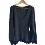 Free People Free‎ People Oversized V-Neck Sweater Black Gray Medium Photo 6