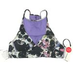 Vimmia  Sports Bra High Neck Floral Purple Black Compression Racerback Size M Photo 0