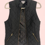 Crown & Ivy Black Quilted Vest with Gold Accents Photo 0