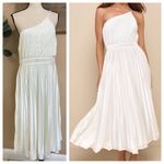Lulus NWOT  Alluring Marvel Ivory Pleated Satin One-Shoulder Midi Dress Photo 1