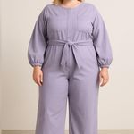 Eloquii New! light purple jumpsuit zipper front waist tie, size 20 Photo 0