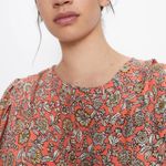 ZARA  Floral Printed Long Puff Ruched Sleeve Draped Midi‎ Dress Size Small Photo 9