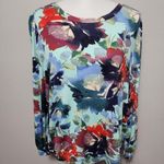 Parker Alyson  aqua floral terrycloth sweatshirt size 1X Photo 2