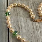 Gorgeous Beaded Necklace Glass Pearls Green Crystal & A Colorful Focal Beads Multiple Photo 5