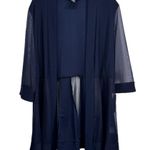 R & M Richards Navy Blue Dress with Rhinestones & Sheer Cardigan Formal Wedding Size 12P Photo 3