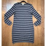 Loft grey black striped merino wool sweater dress M Photo 8