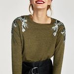 ZARA  | Embellished Beaded Top Green Silver Small Photo 0