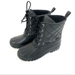 Sperry NEW Top Sider Gosling Quilted Duck Waterproof Black Lace Up Boots Size 6 Photo 0