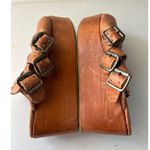 FREEBIRD by Steven Landi Brown Studded Leather Chunky Wooden Platform Sandals 8 Photo 4