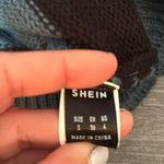 SheIn striped teal black cropped knit sweater size small Photo 3