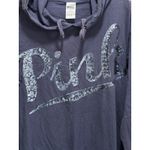 PINK - Victoria's Secret VS‎ PINK Bluish Gray Sequins Hoodie Sweatshirt Size M Long Sleeve Logo Graphic Photo 1