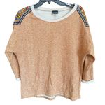 Daytrip  Tan Sweatshirt w/ Multicolor Beaded Embellished Shoulders Size Medium Photo 3