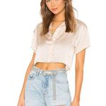 superdown  Cream Miriam Short Sleeves Button Up Top Size Small Photo 0