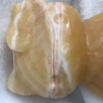 Hello Kitty Cute  Yellow Calcite Crystal with Red and White Banding Photo 2