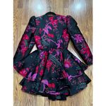 MARKARIAN Etta Black Floral Jacquard Brocade Mini Dress Crossover Button Front 2 Photo 10
