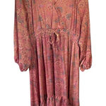 Boemo Revolve Boho Paisley Print Long Sleeve Maxi Dress Size 2X Ruffle Tiered Photo 0