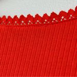 Vintage Ribbed T Shirt Crochet Detail Basic Editions Sz M Red 100% Cotton Indie Size M Photo 6