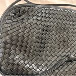 None Vintage black soft vegan minimal leather Woven weaved adjustable Crossbody Bag Photo 4