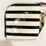 Kate Spade  Mini Black White Stripe Patent Side Zip Card Holder Wallet Photo 2