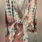 Given Kale Rustic Western Cowgirl Tie Front CropTop Plunging Neckline Peplum SzS Pink Photo 13