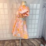 ASOS NWT Pink Orange Bubble Smock Puff Sleeve Scuba Open Back Mini Dress Size 8 Photo 5