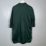 COS  Women 4 Emerald Green Shirt Dress Half Button Front Pockets Gathered Sleeve Photo 6