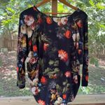 The Odells Women's Black Floral Long Sleeve Hi Low Top Size L Size L Photo 1