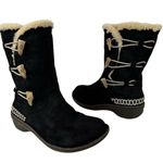 UGG  Australia Kona Mid Calf Leather Toggle Shearling Suede Black Boots Size 5 Photo 0