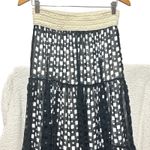 Kaktus Womens Maxi Skirt M Sheer Grid Tiered Boho Indie Whimsigoth Parisian Black Size M Photo 1