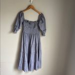 Hill House  Home Nesli sleeved midi tiered nap dress navy blue micro gingham XS Photo 1