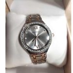 Ellen Tracy Womens  Two-Tone Rise Crystal Accent Watch Photo 2