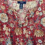 CHAPS  Denim Floral Print Top‎ Women's Small Petite 3/4 Sleeve Blouse Photo 1
