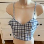 Purrr Melrose blue white gingham spaghetti straps crop top one size summer beach Photo 0