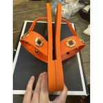 Larroude Women's Orange Gold Milan‎ Grommet Thong Sandals Size 10/11 $140 MSRP Photo 4