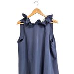 Tuckernuck  Navy Blythe Blue Sleeveless Ruffle Neck Tie Back Shift Dress XL Photo 2
