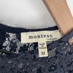 Monteau  Black Lace 3/4 Sleeve Keyhole Neck Top Size M Photo 2
