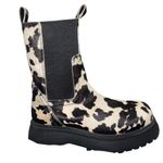 ASOS NEW Faux Cowhide Chelsea Boots - Chunky Lug Sole Y2K SZ-5 Black White Photo 2